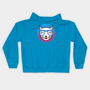 Male Geeky Cat with Glasses Kids Hoodie